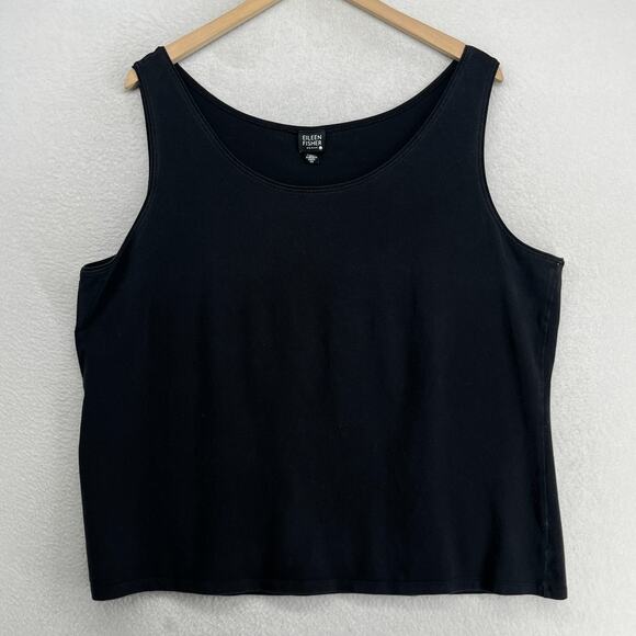 Eileen Fisher Tops - EILEEN FISHER Tank Top 1X Stretch Supima Organic Cotton Jersey Washed Black USA